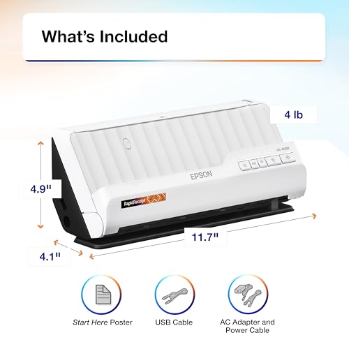 Epson RapidReceipt RR-400W Wireless Compact Desktop Color 2-Sided Receipt & Document Scanner with ScanSmart AI PRO Receipt Management & PDF Software