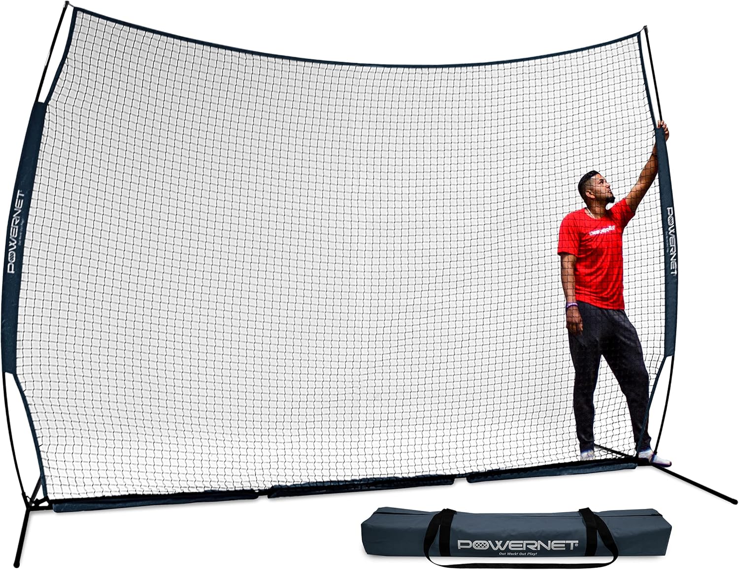 PowerNet 12 ft x 9 ft Sports Barrier Net | 108 SqFt of Protection | Safety Backstop | Portable EZ Setup Barricade for Baseball, Lacrosse, Basketball