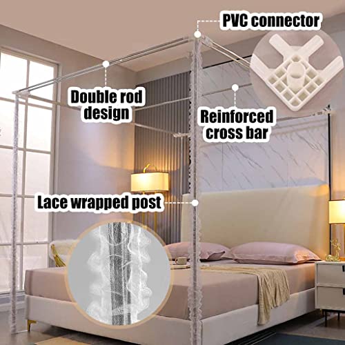 Mosquito Net for 1.5m Bed Luxury 4 Post Bed Canopy includes Blackout Fabric/Mesh Curtain/Metal Bracket (Color: Style 2, Size: 1.5x2x2m)