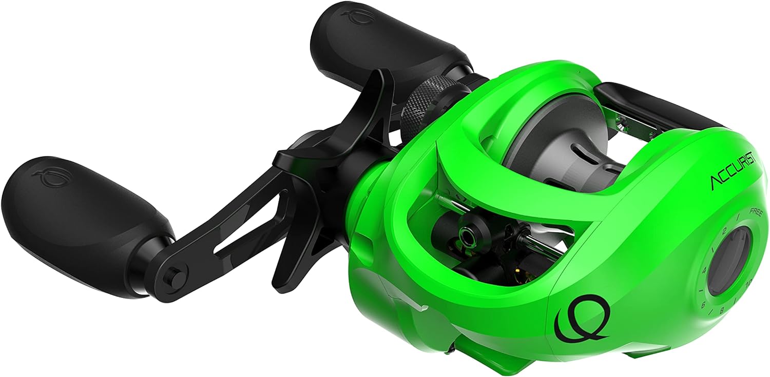 Quantum Accurist Baitcast Fishing Reel, Size 100 Reel, Oversized Non-Slip Handle Knobs and Continuous Anti-Reverse Clutch, One-Piece Aluminum Frame