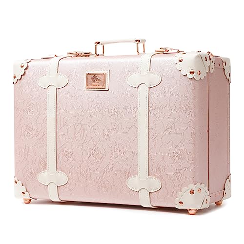 urecity Vintage and Cute Carry-on Overnight Case Non-wheeled Mini Leather Trunk Suitcase with Shoulder Strap