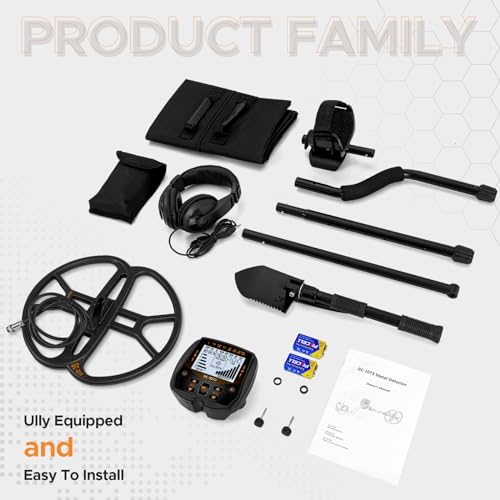 13" Metal Detector for Adults Professional, Double-D Waterproof Search Coil Gold Finder with Pinpoint, High Sensitivity DISC Mode