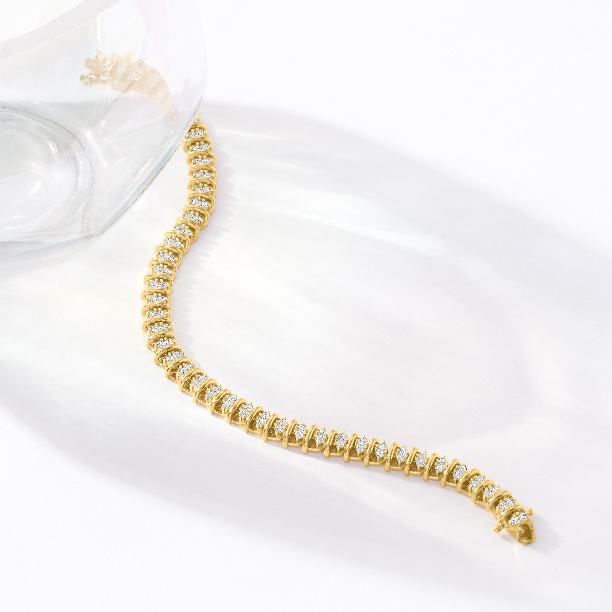 Ross-Simons 2.00 ct. t.w. Diamond Swirl-Link Tennis Bracelet in 18kt Gold Over Sterling, Women's, Adult
