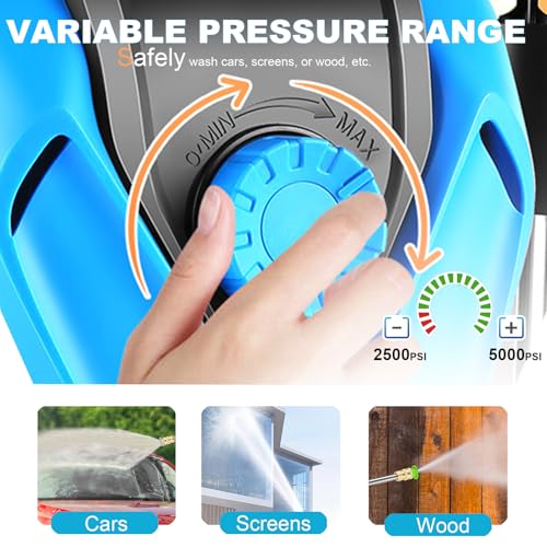 5000 PSI Adjustable Pressure Washer 2.8GPM Electric Power Washer with 33ft Pressure hose, 4 Nozzle and Foam Cannon, Powerwashers for home, Cars