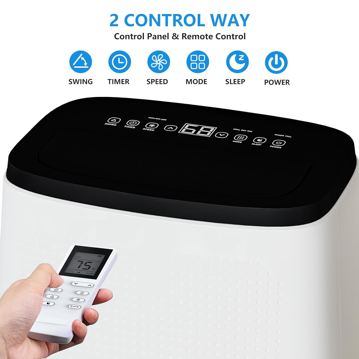 GAOMON Portable Air Conditioners, 14,000btus Portable AC for Room up to 700 Sq. Ft. with Remote Control, 24H Timer, 4-in-1 Air Conditioner with Cool
