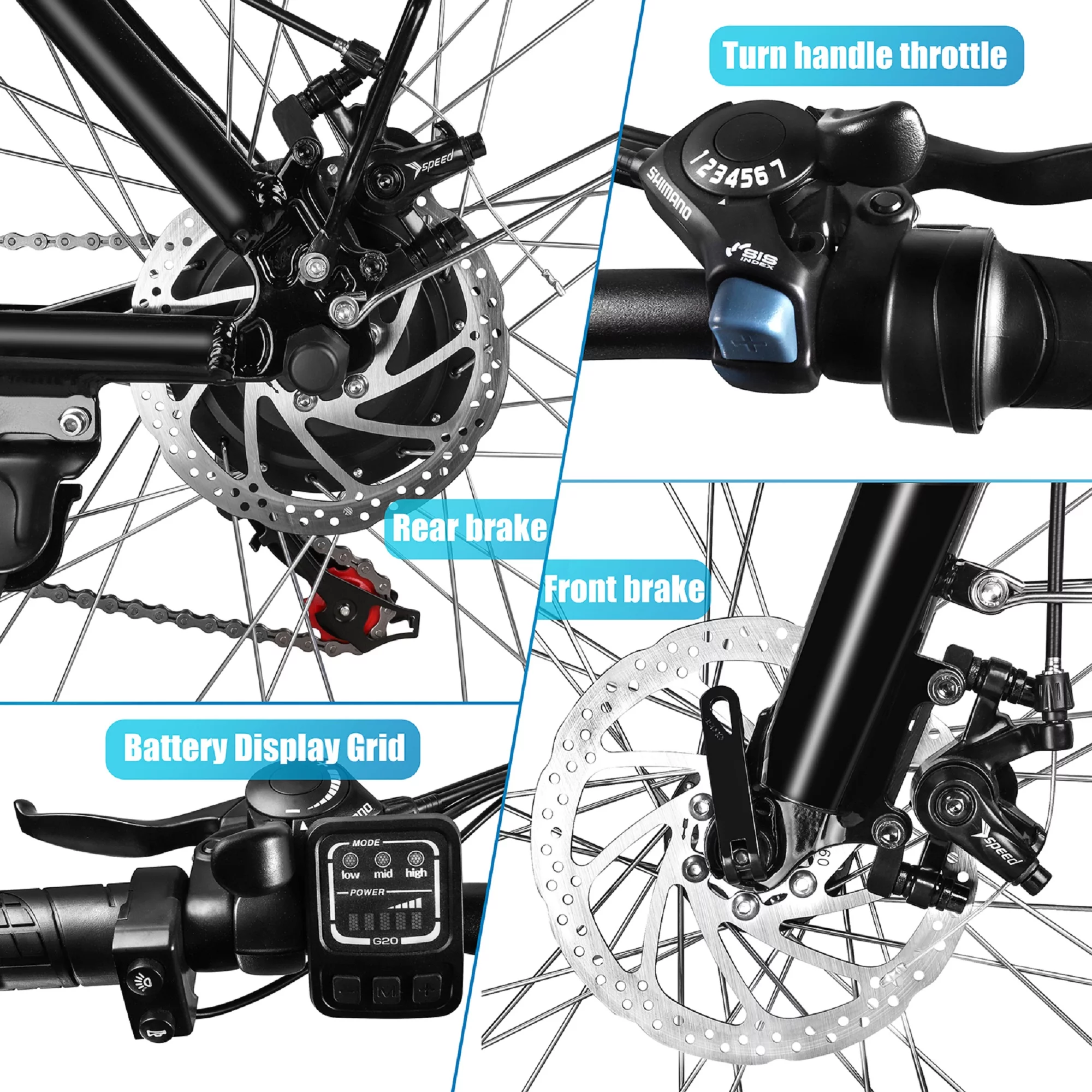 Electric Bike 350W Electric Mountain Bike 21-Speed Shifter Adult Ebike Electric Bicycle for Men Women 36V/10Ah Battery with 3 Working Models, Black