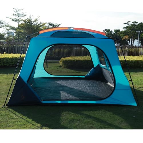 KTT Extra Large Tent 10-12-14 Person(B),Family Cabin Tents,2 Rooms,3 Doors and 3 Windows with Mesh,Straight Wall,Waterproof,Double Layer