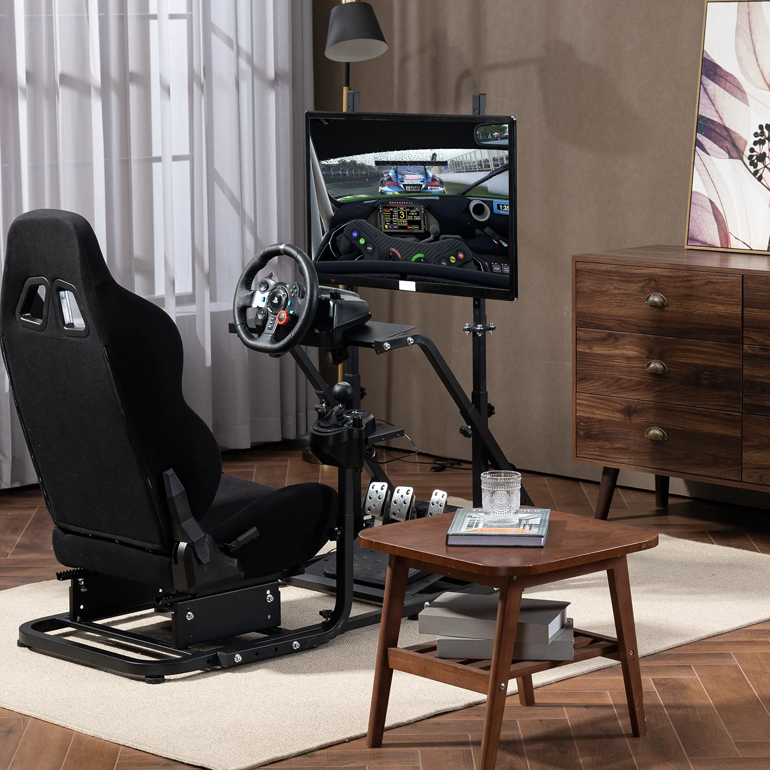 Marada G923 Racing Simulator Cockpit with Monitor Stand Game Seat Fit for Logitech G920 T500 Fanatec - Radiant Selections