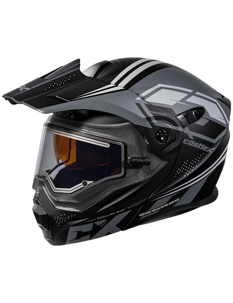 Castle X, 45-29762, Adult Cx950 Siege (Electric Lens) Dual Sport Modular Snowmobile Helmet Dot - Matte Black/Charcoal - Small