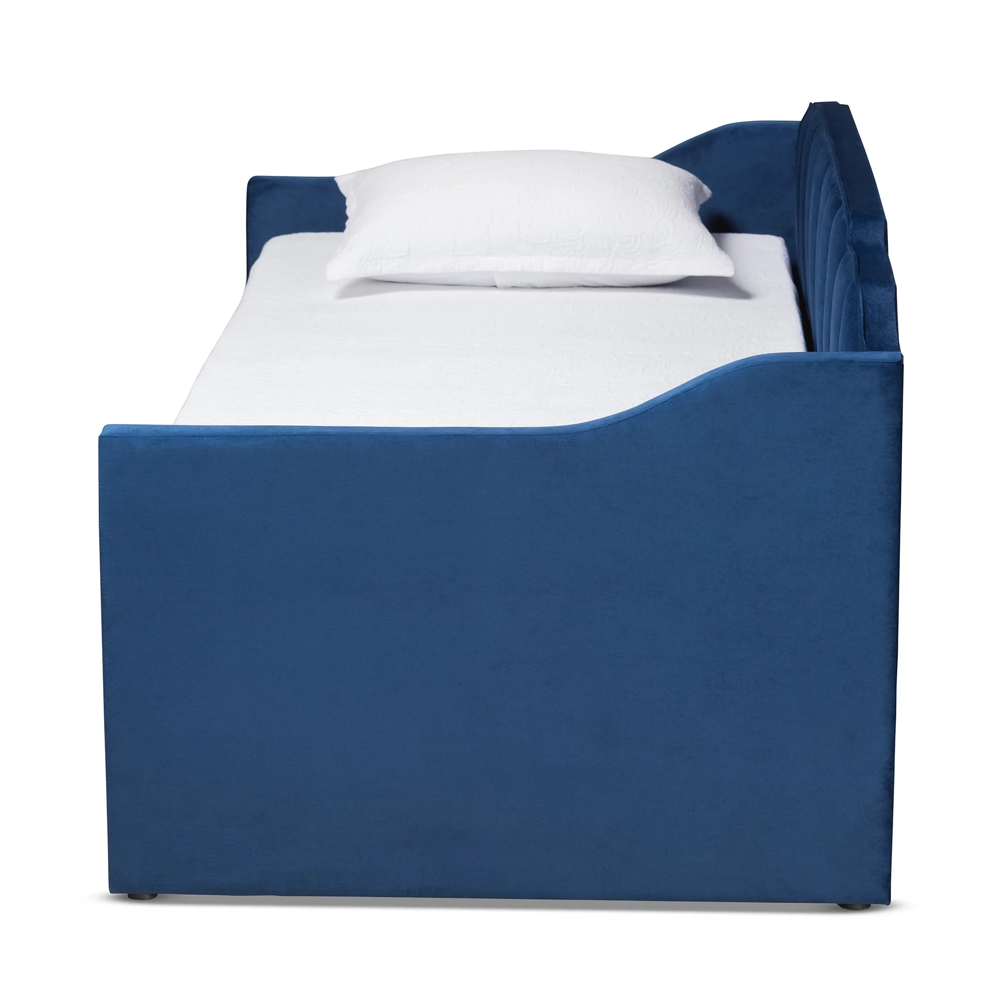 Baxton Studio Lennon Modern Engineered Wood with Trundle Daybed, Twin, Navy Blue