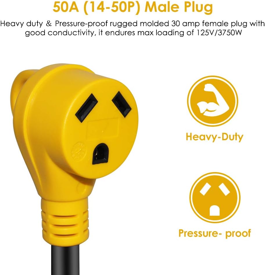 OPL5 30Amp Male 4Prong Locking Male Plug to 30 Amp Female 12 Inch RV Generator Adapter Heavy Duty RV Adapter Power Cord with Grip Handle for RV