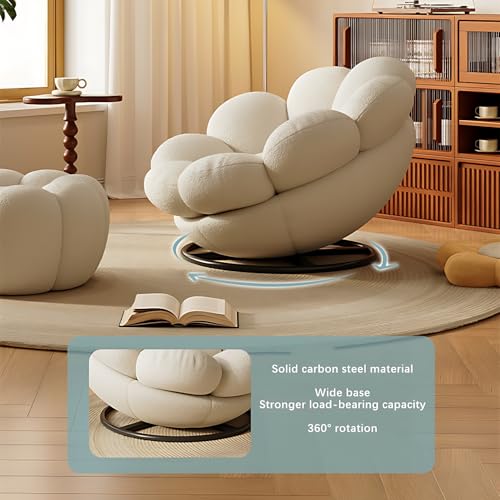 Shaped Swivel Indoor Lounge Chair with Ottoman - Comfortable Single Leisure Sofa Chair | Reading and Relaxing Chair for Living Room, Bedroom