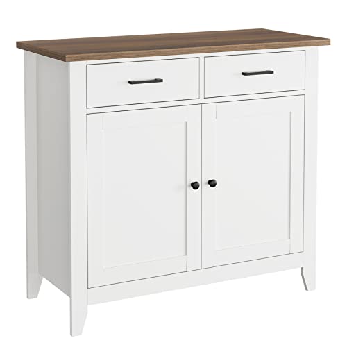 HORSTORS Kitchen Storage Cabinet, Modern Farmhouse Buffet Cabinet with Storage, Coffee Bar with 2 Drawers and 2 Doors