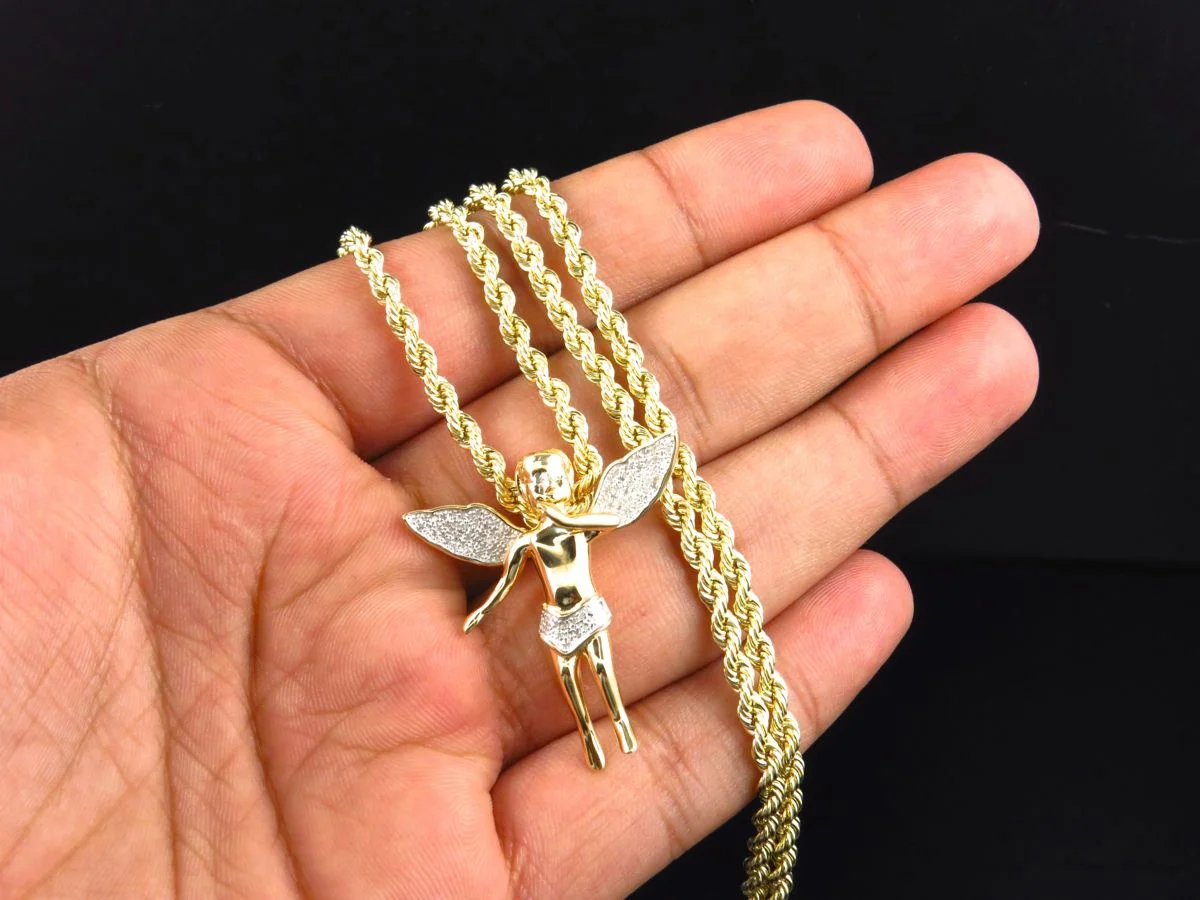 Men's Hollow Rope Chain 4.5MM in 10K Yellow Gold 16-28Inches