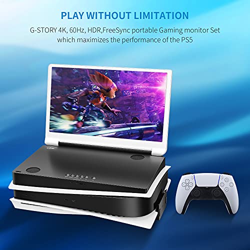 G-STORY 15.6" Inch IPS 4k 60Hz Portable Monitor Gaming Display Integrated with PS5(not Included) 3840×2160 with 2 HDMI Ports,FreeSync