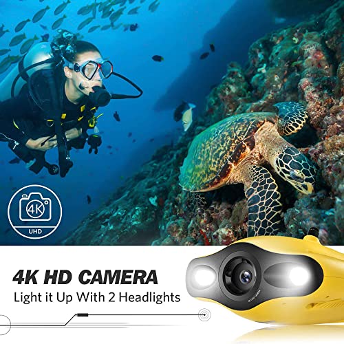 Underwater Drone Underwater Omnidirectional Movement 4K UHD Camera VR Headset Real-Time Control LED True 360° Ultra Wide Angle Posture Lock Slow