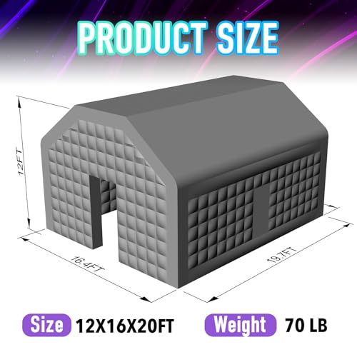 Large Black Inflatable Nightclub 20X16.5X12Ft Disco Cube Gazebo Event House with Logo Area Portable Inflatable Party Tent for Birthday, School Events