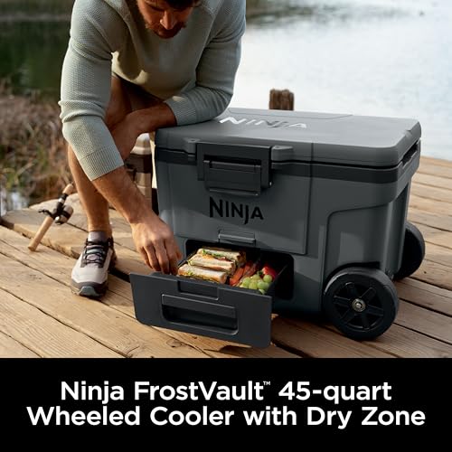 Ninja FrostVault 45qt Wheeled Cooler with Dry Zone, Integrated Fridge-Temp Dry Storage Drawer, Premium Heavy-Duty Insulated Cooler