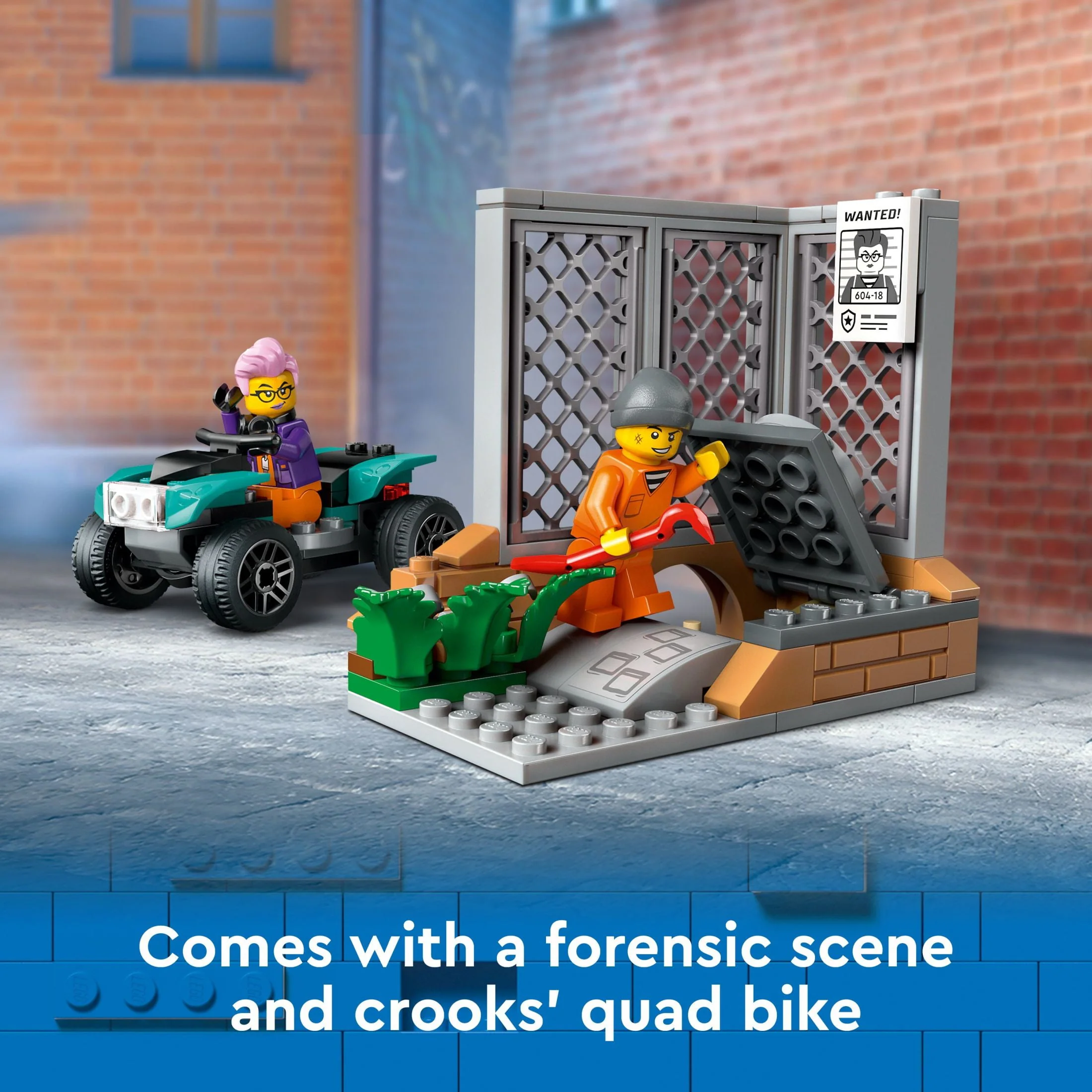 LEGO City Police Mobile Crime Lab Truck Toy, Pretend Play Police Toy, Includes Quad Bike, 2 Officers, 1 Scientist and 2 Crook Minifigures