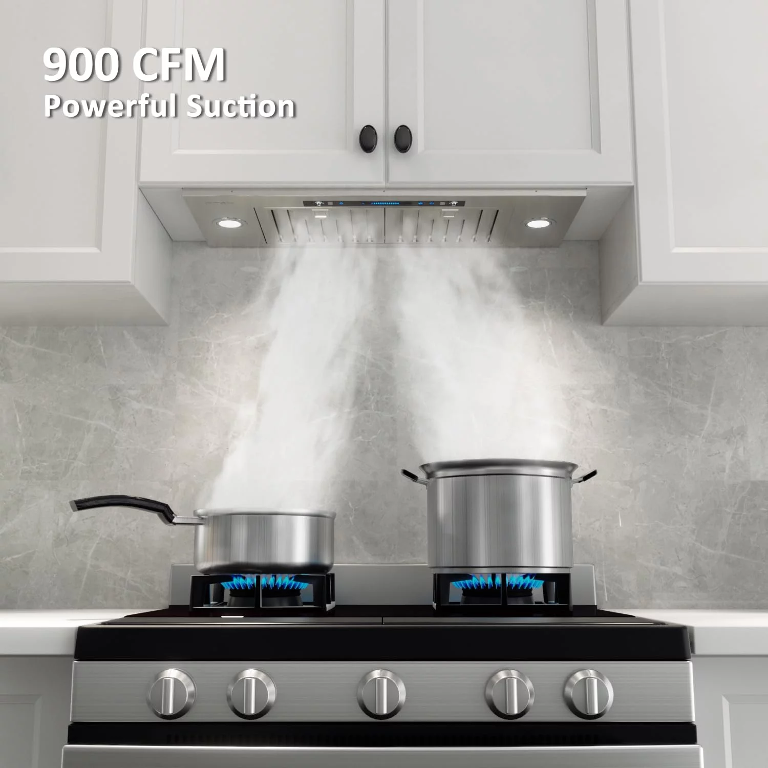 IKTCH 36 inch Built-in/Insert Range Hood 900 CFM, Ducted/Ductless Convertible Duct