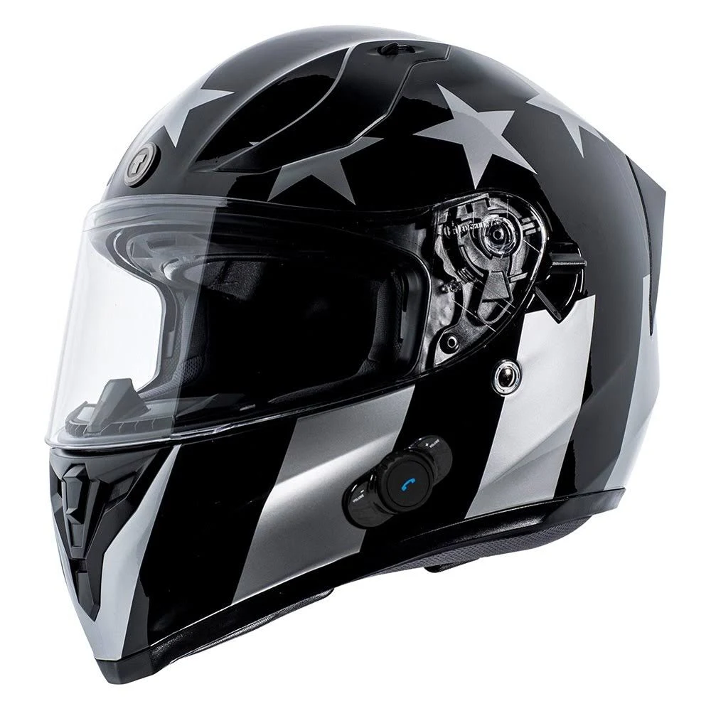 Torc T15B Bluetooth Integrated Full Face Motorcycle Helmet with Graphic (Gloss Black Captain Shadow,Medium)