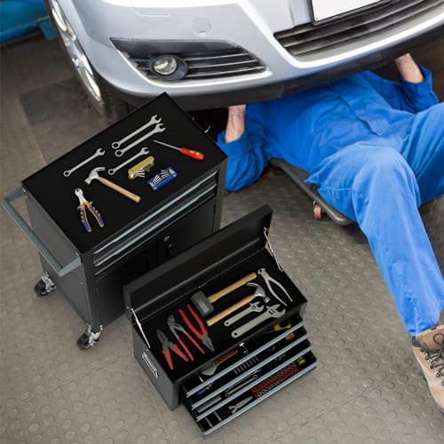 ERGOMASTER Rolling Tool Chest Cabinet Big Capacity Storage with Wheels and Lock Key, Portable Tool-Box Organizer with Sliding Drawers