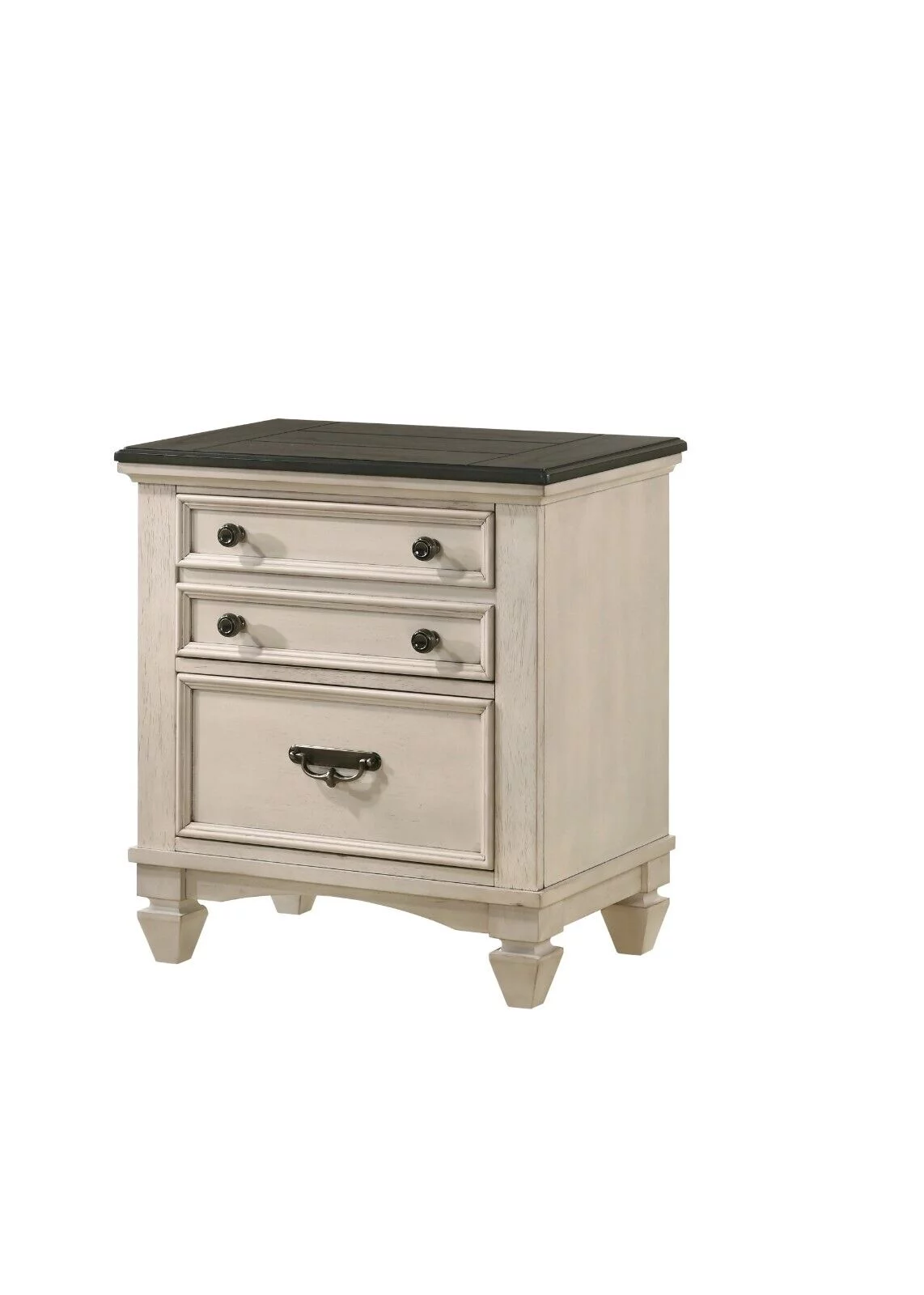 Rustic Cottage Style 3pc Queen Size Panel Headboard Bed and 2x Nightstands Set Beige Finish Wooden Bedroom Furniture