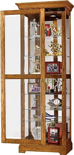 Howard Miller Chu Curio Cabinet II 549-178 – Legacy Oak Finish Home Decor, Six Shelves, Seven Level Display Case, Locking Slide Door