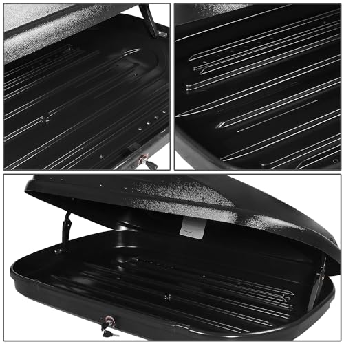 12.7 cu. ft. Rooftop Cargo Carrier ABS Lockable Heavy Duty Hard Shell Waterproof Car Roof Rack Luggage Carrier 55 x 34.5 x 14 Inches Black Textured