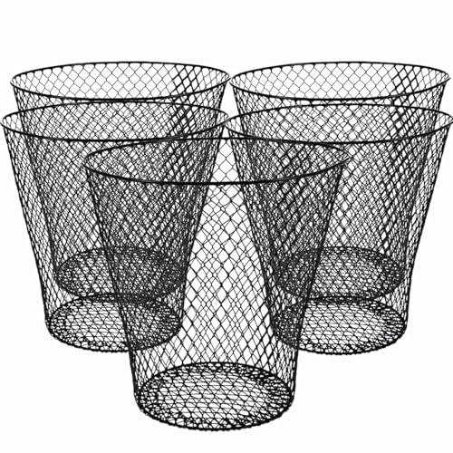 Wire Mesh Round Waste Basket, 9 inch Wide Trash Can Wire Basket