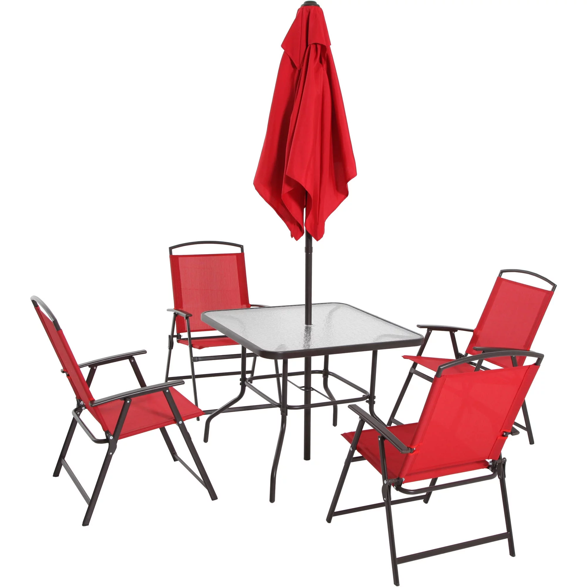 Mainstays Albany Lane 6-Piece Outdoor Patio Dining Set, Red/Black
