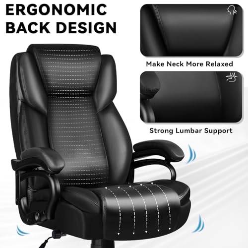 Big and Tall Office Chair 500lbs, Heavy Duty Executive Office Leather Chair for Heavy People
