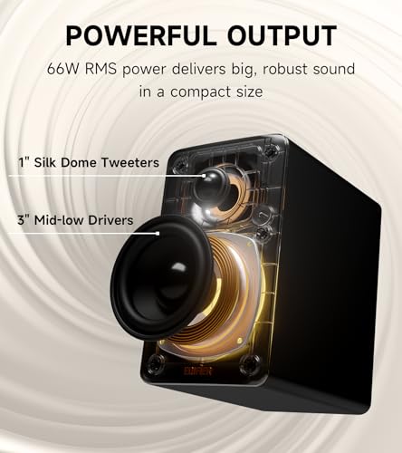 Edifier M60 Multimedia Speaker Bluetooth 5.3, 66W RMS, Hi-Res Audio & Hi-Res Wireless Audio, LDAC,3" Mid Bass & 1" Tweeter, USB-C & Aux Inputs