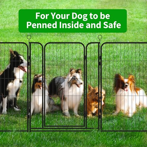 Dog Playpen Outdoor Extra Wide 12 Panels Heavy Duty Anti-Rust Coating-Strengthened Dog Fence 40" Height with Doors Portable for RV Camping Yard