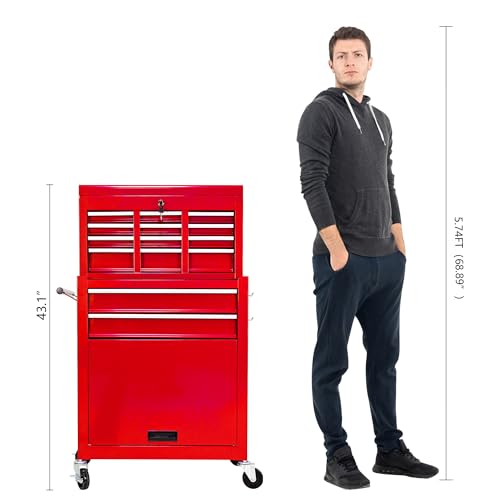 5-Drawer Rolling Tool Chest, Modular Tool Cabinet with Brake Casters & Removable Drawers, Workshop Toolbox Cart for Factory/Garage, Black