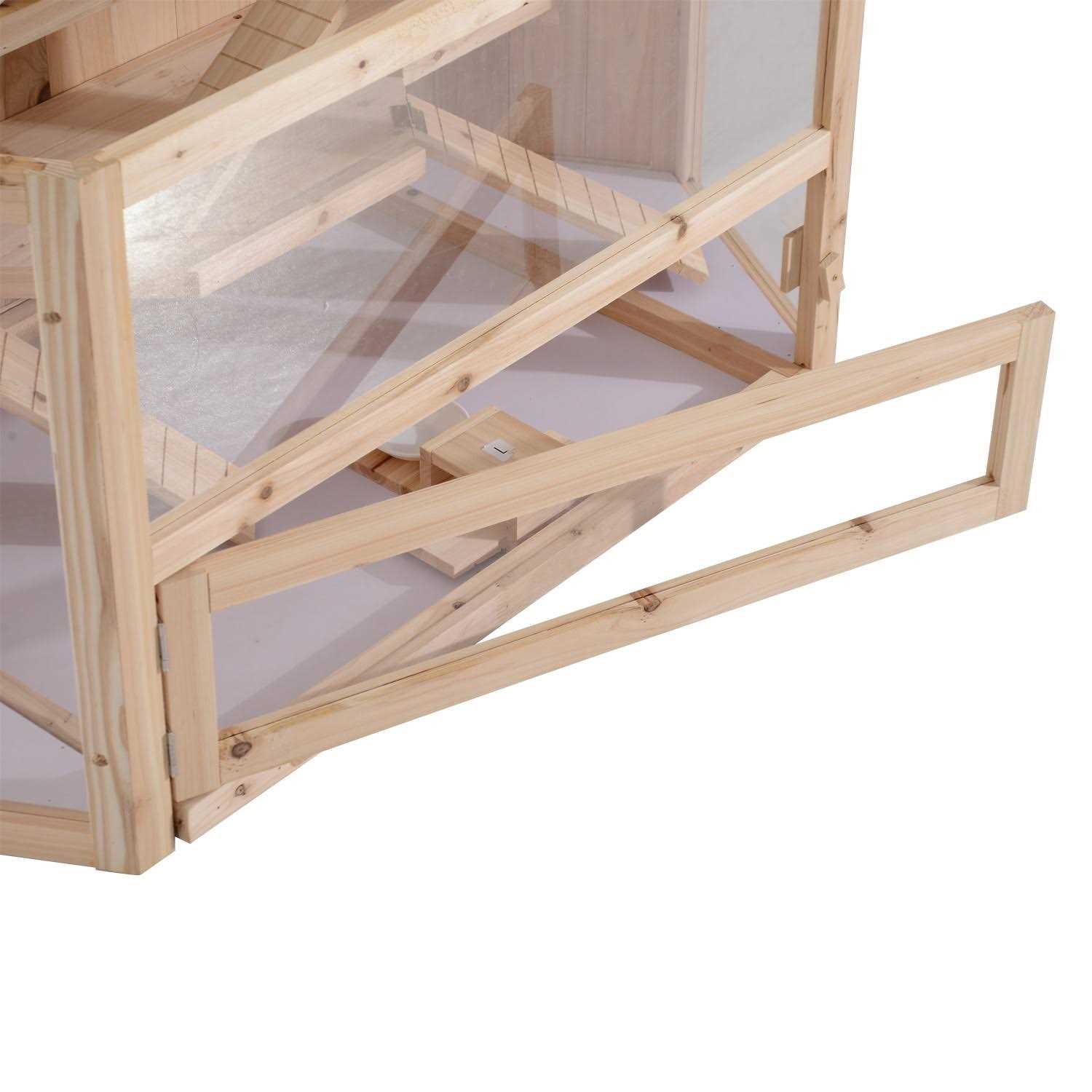 PawHut 3 Tier Wooden Large Hamster Cage Small Animal House with Slide and Activity Center - Pet Supplies online store