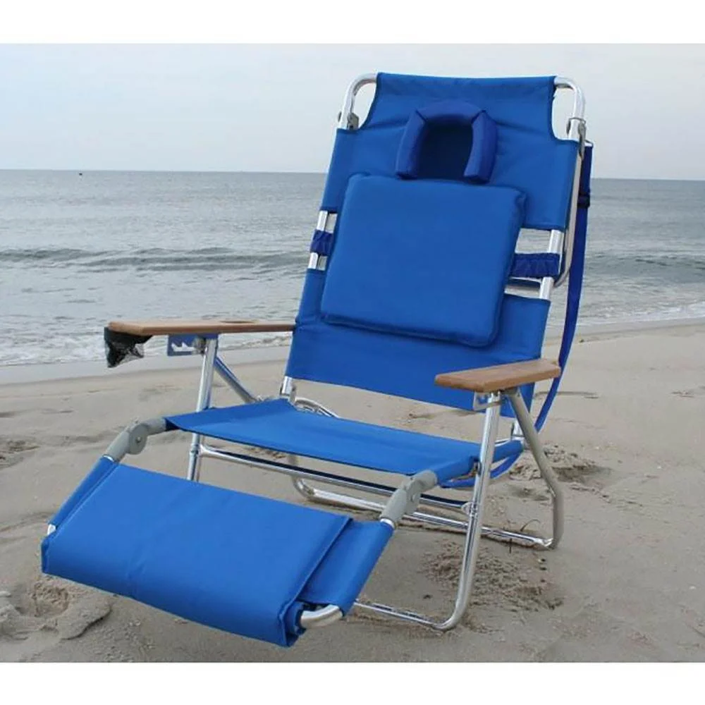 Ostrich Deluxe 3N1 Lightweight Outdoor Beach Lounge Chair w/Footrest, Blue