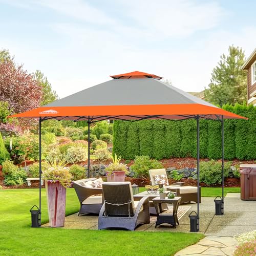 EAGLE PEAK 13x13 Straight Leg Pop Up Canopy Tent Instant Outdoor Canopy Easy Single Person Set up Folding Shelter w/Auto Extending Eaves 169 Square
