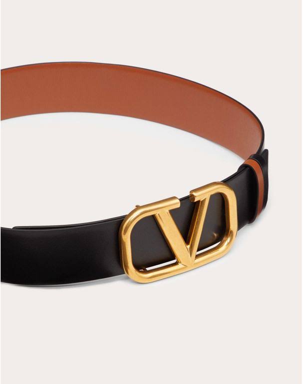 Valentino Garavani Reversible Vlogo Signature Belt in Glossy Calfskin 40mm