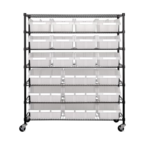 Seville Classics Heavy Duty NSF Bin Rack Solid Steel Wire Shelving Storage Unit, Patented Organizer for Garage, Warehouse, Office, Restaurant