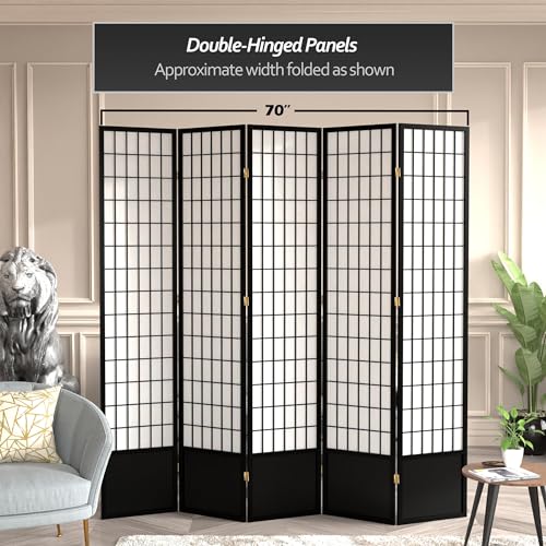 Red Lantern 7 ft. Tall Window Pane Shoji Screen-White-3 Panels Room Divider