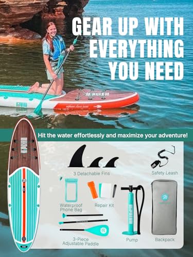 Niphean Inflatable Stand Up Paddle Board with SUP Accessories, Anti-Slip EVA Deck