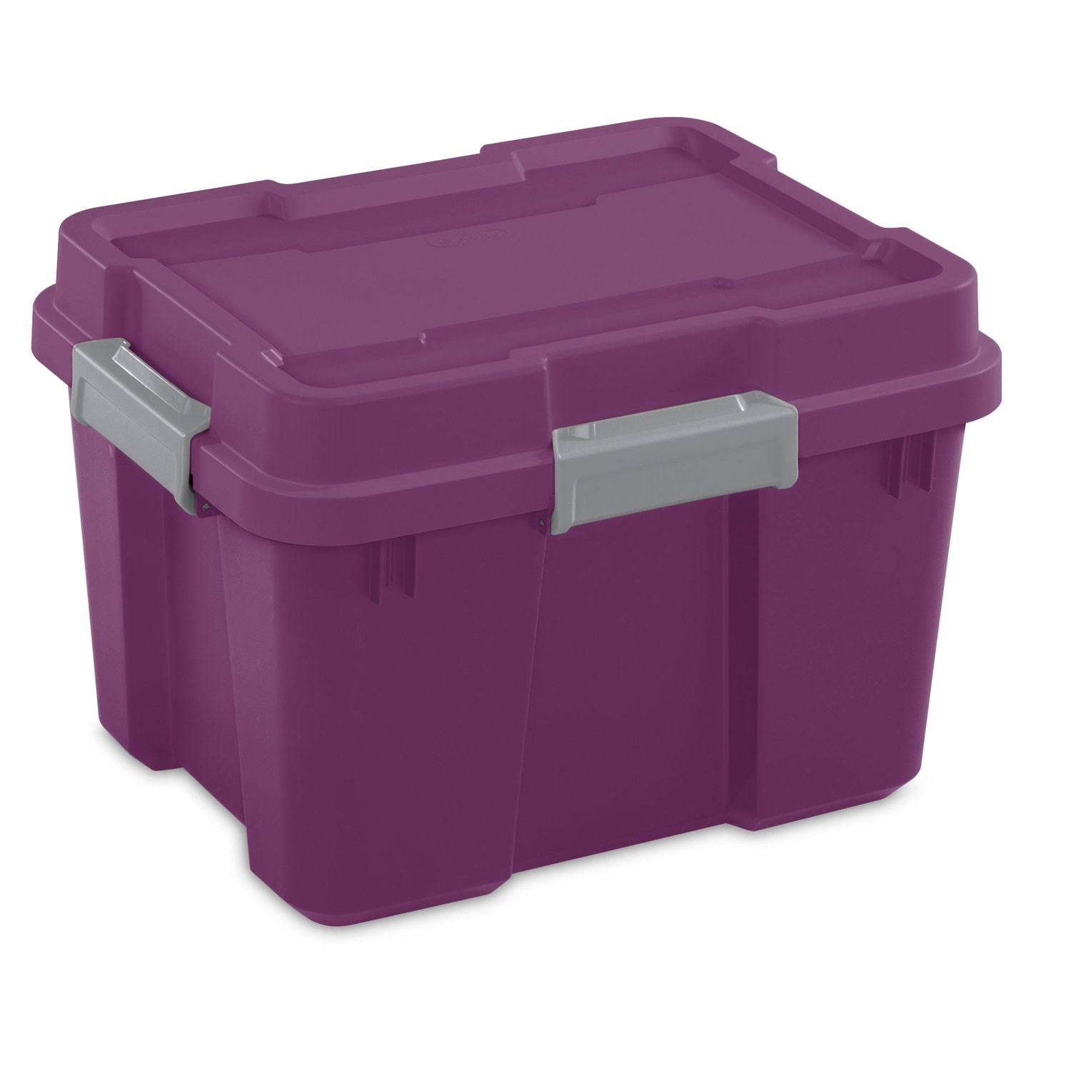 Sterilite 20 Gallon Heavy Duty Plastic Gasket Tote Stackable Storage Container Box w/ Lid u0026 Latches for Home Organization, E