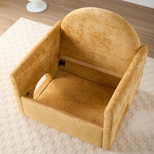 360 Swivel Accent Barrel Chair with Storage Ottoman & Headrest
