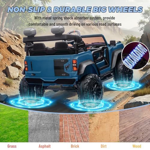 ENYOPRO 2 Seater Ride On Car for Kids, 24v Licensed Ford Bronco Raptor Electric Power Ride On Truck Toy with Remote Control