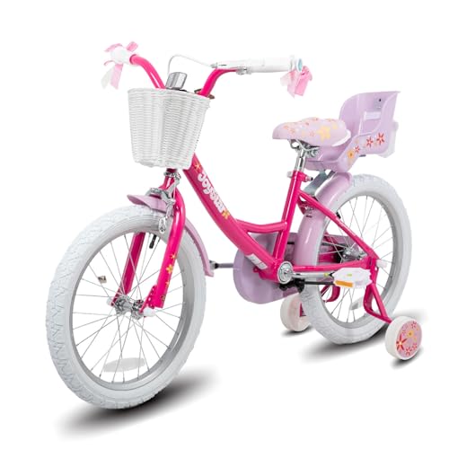 JOYSTAR Unicorn Kids Bike for Girls Ages 2-9 Years Old, 12 14 16 18 Inch Kids Bike with Training Wheels, Doll Seat, Streamers and Basket