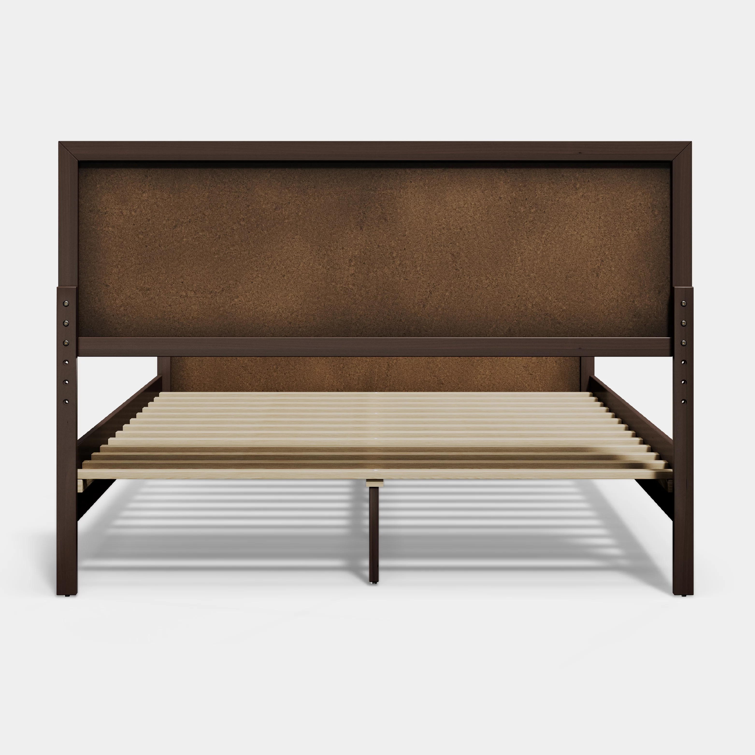 DG Casa Salerno Upholstered Wood Platform Bed Frame with Nailhead Trim Adjustable Height Headboard and Full Wooden Slats Box Spring Not Required