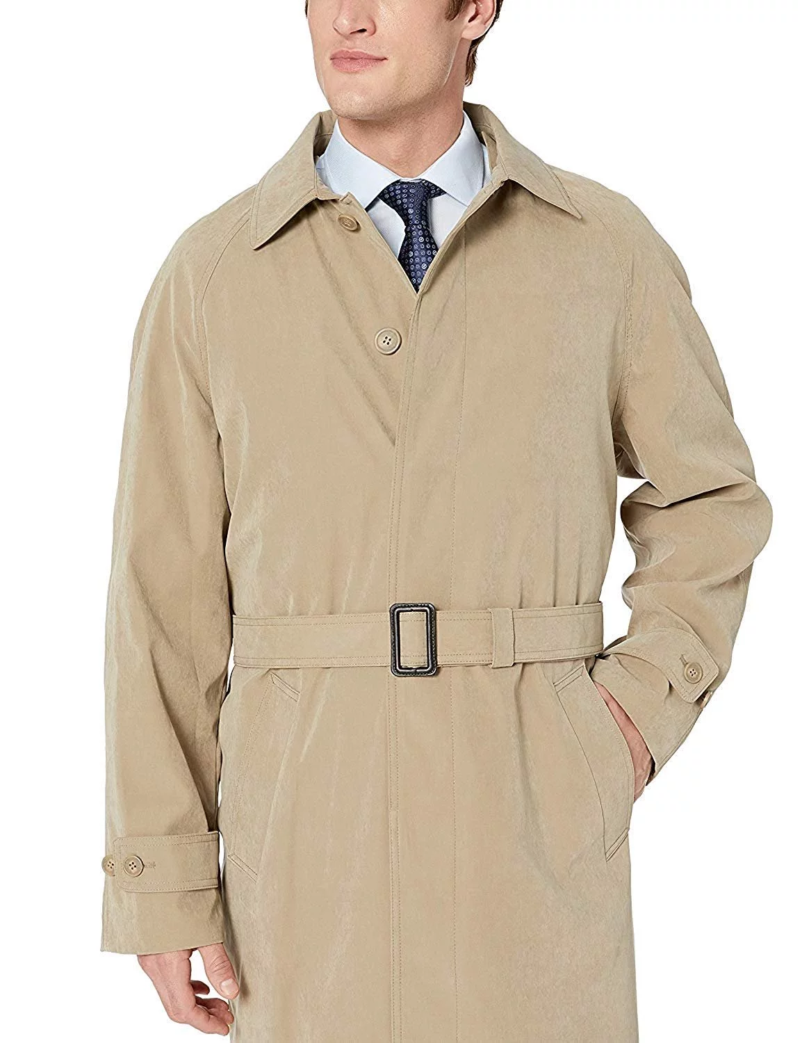 Men's Single Breasted Taupe Full Length All Year Round Raincoat 50L