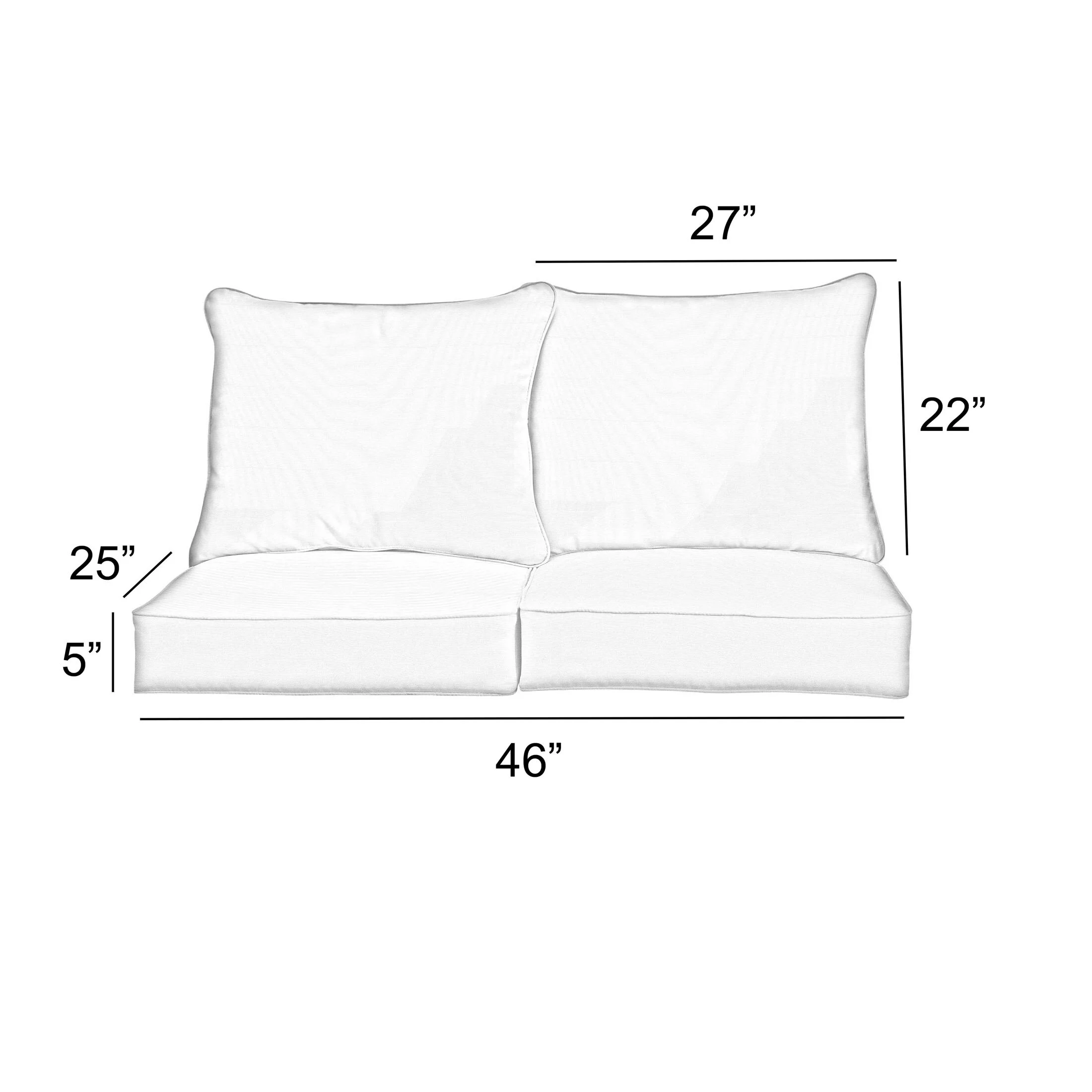 Sorra Home  Sunbrella Outdoor Loveseat Pillow and Cushion Set Cilantro - 23 in W x 25 in D x 5 in H