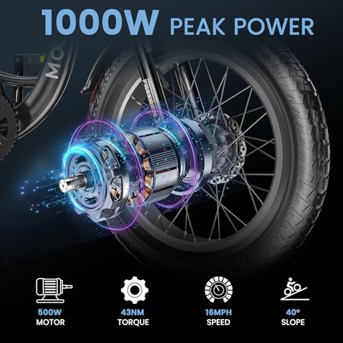 MOONCOOL Electric Tricycle for Adults, 20" x 4" Fat Tire Electric Trike, 48V 500W Motorized Electric Bicycle Bikes